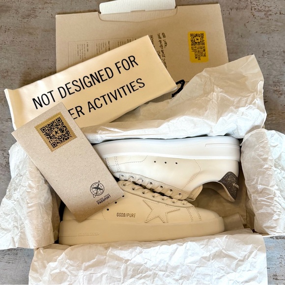 Golden Goose Pure-Star White Sneakers with Gray Glitter Heel Size 37 - Picture 11 of 13